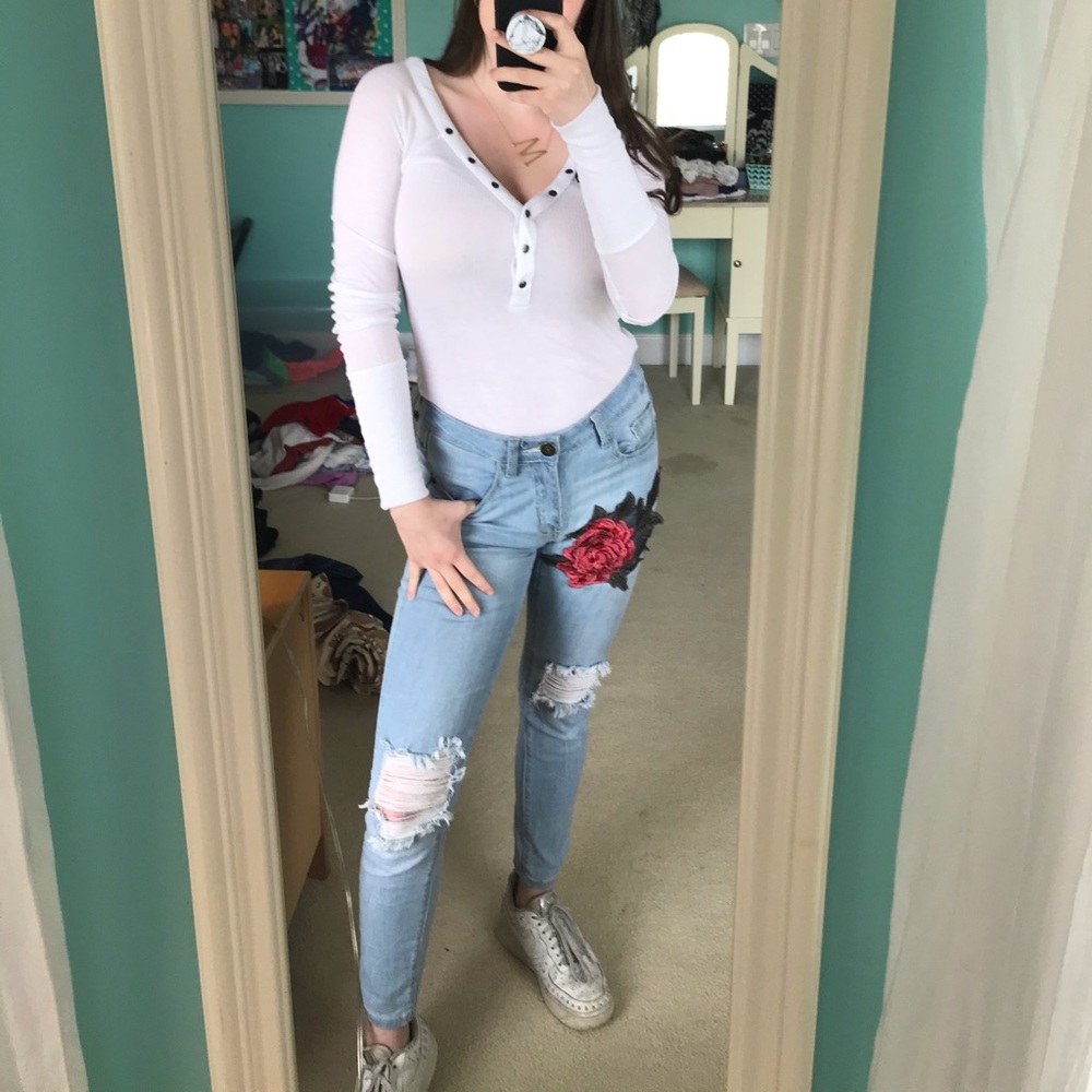 Urban Outfitters White Long Sleeve Henley sz.Small